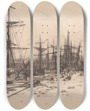 Triptych art skateboard deck of David Young Cameron Ayr by David Young Cameron (1865-1945)