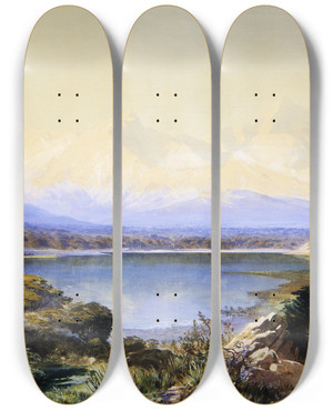 Triptych art skateboard deck of John Gully Mount Cook_3 by John Gully (1819-1888)