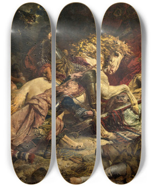 Triptych art skateboard deck of Ferdinand Keller Trkenlouis by Ferdinand Keller (1842-1922)