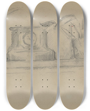Triptych art skateboard deck of Paul Czanne The Artists Father And Objects On A Mantel Verso by Paul Cezanne (1839-1906)