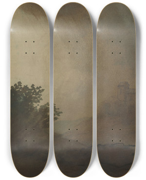 Triptych art skateboard deck of Alphonse Legros Storm by Alphonse Legros (1837-1911)