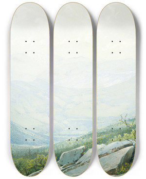 Triptych art skateboard deck of William Trost Richards The Mount Washington Range From Mount Kearsarge by William Trost Richards (1833-1905)