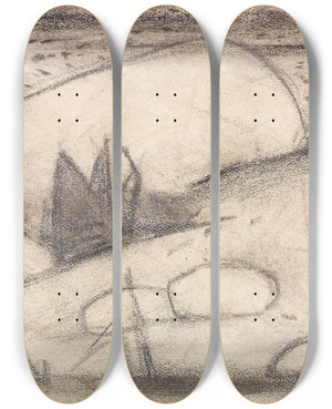 Triptych art skateboard deck of Franz Marc Abstrahierte Exotische Landschaft by Franz Marc (1880-1916)