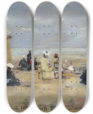 Triptych art skateboard deck of Eugne Boudin On The Beach by Eugene Boudin (1824-1898) Triptych art skateboard deck of Eugne Boudin On The Beach by Eugene Boudin (1824-1898)