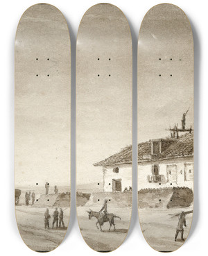 Triptych art skateboard deck of Otto Howen Versterkt Huis Bij Valladolid by Otto Howen (1774-1848) Triptych art skateboard deck of Otto Howen Versterkt Huis Bij Valladolid by Otto Howen (1774-1848)