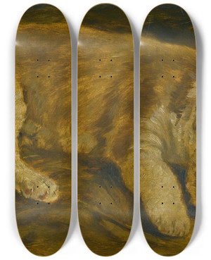 Triptych art skateboard deck of Follower Of Sir Edwin Henry Landseer Apuppy Sleeping by Follower Of Sir Edwin Henry Landseer (1802-1873)