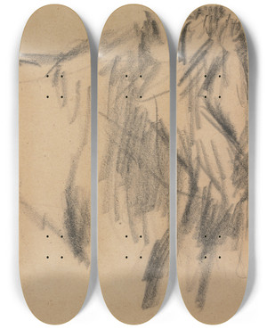 Triptych art skateboard deck of John Macallan Swan Lion by John Macallan Swan (1847-1910)