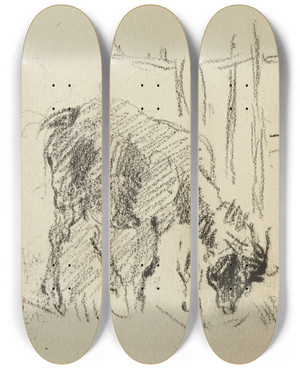 Triptych art skateboard deck of Jeanbaptiste Carpeaux Etude Dune Chvre by Jean-Baptiste Carpeaux (1827-1875)