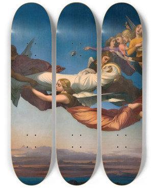 Triptych art skateboard deck of Henri Lehmann St Catherine Of Alexandria by Henri Lehmann (1814-1882)