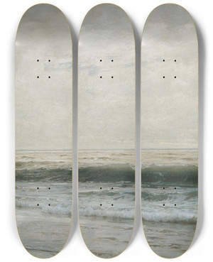 Triptych art skateboard deck of William Trost Richards New Jersey Beach by William Trost Richards (1833-1905)