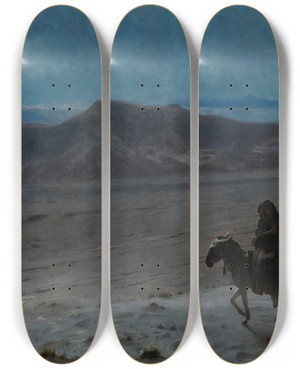 Triptych art skateboard deck of Jeanlon Grme La Fuite En Gypte Nuit by Jean-Lon Grme (1824-1904)