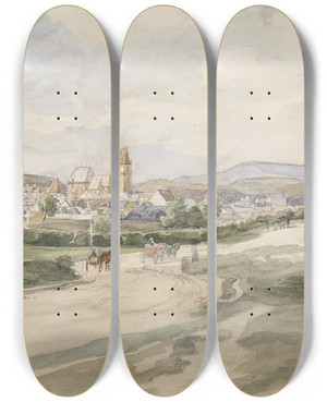 Triptych art skateboard deck of Franz Barbarini Perchtoldsdorf by Franz Barbarini (1804-1873)
