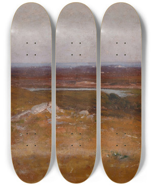 Triptych art skateboard deck of Robert Swain Gifford Menemsha Bight by Robert Swain Gifford (1840-1905)