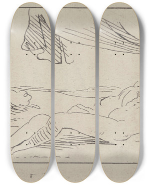 Triptych art skateboard deck of Peter Paul Rubens Venus And Cupid_2 by Peter Paul Rubens (1577-1640)