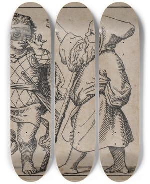 Triptych art skateboard deck of Hans Christian Henneberg Februar Mnedsbillede_1 by Hans Christian Henneberg (1826-1893)