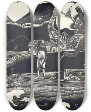 Triptych art skateboard deck of Paul Gauguin Maruru Thank You by Paul Gauguin (1848-1903)