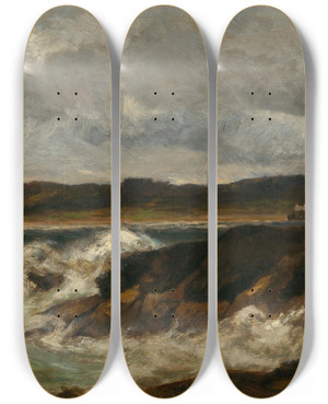Triptych art skateboard deck of Edward Mitchell Bannister Newport by Edward Mitchell Bannister (1828-1901)