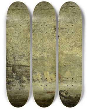 Triptych art skateboard deck of Flix Ziem Anvers Marine by Felix Ziem (1821-1911)