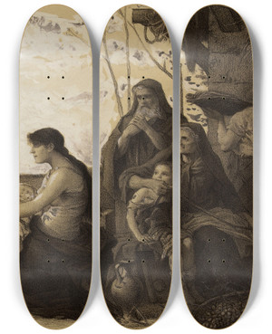 Triptych art skateboard deck of Louis Bouteli La Famille Daprs Moreau De Tours by Louis Boutelie (1843-1914) Triptych art skateboard deck of Louis Bouteli La Famille Daprs Moreau De Tours by Louis Boutelie (1843-1914)