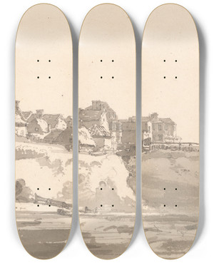 Triptych art skateboard deck of Thomas Girtin Near Ramsgate Kent by Thomas Girtin (1775-1802)