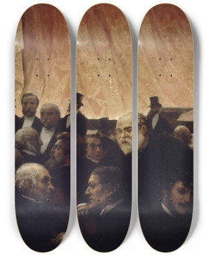 Triptych art skateboard deck of Edouard Dantan Entracte Dune Premire La Comdiefranaise by Edouard Dantan (1848-1897)