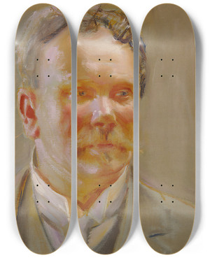 Triptych art skateboard deck of Akseli Gallenkallela Portrait Of Professor Ensetl by Akseli Gallen Kallela (1865-1931)