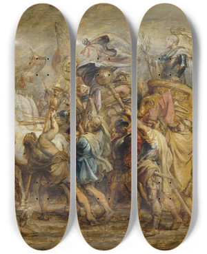 Triptych art skateboard deck of Peter Paul Rubens The Triumph Of Henry Iv by Peter Paul Rubens (1577-1640)
