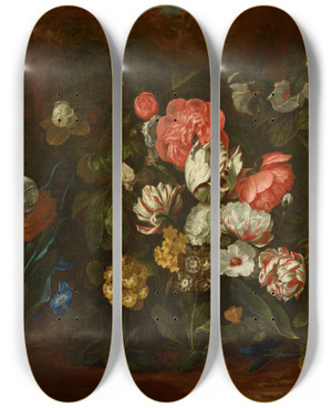 Triptych art skateboard deck of Pieter Andreas Rysbrack Still Life by Pieter Andreas Rysbrack (1690-1748)