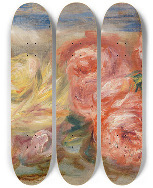 Triptych art skateboard deck of Pierreauguste Renoir Rosen by Pierre-Auguste Renoir (1841-1919)