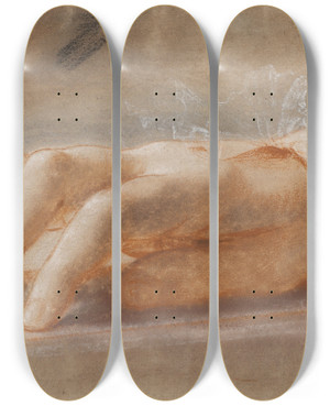 Triptych art skateboard deck of Jens Juel Study Of A Right Hand For The Portrait Of Countess Anna Joachima Danneskioldlaurvigen by Jens Juel (1745-1802)