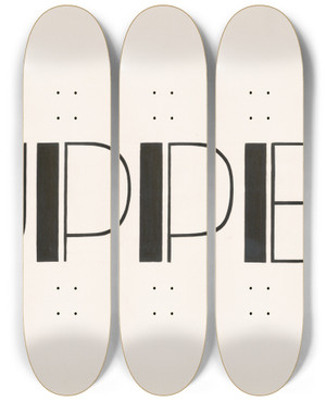 Triptych art skateboard deck of Winold Reiss Typographical Studies For Ruppert Beer_1 by Winold Reiss (1886-1953)