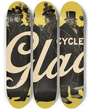 Triptych art skateboard deck of A Shaw Cycles Gladiator Paris by A Shaw (19-)