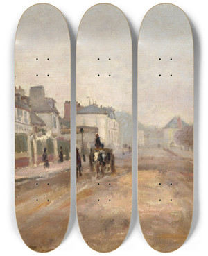 Triptych art skateboard deck of Claude Monet Boulevard Hloiseargenteuil by Claude Monet (1840-1926)