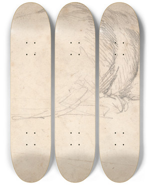 Triptych art skateboard deck of James Ward A Hog Sleeping by James Ward (1769-1859)
