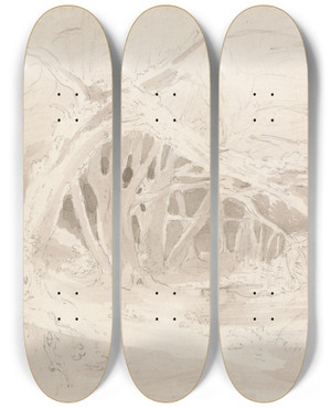 Triptych art skateboard deck of John Constable Helmingham The Silent Pool by John Constable (1776-1837)