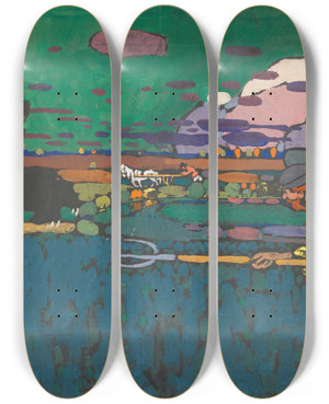Triptych art skateboard deck of Wassily Kandinsky The Bear by Wassily Kandinsky (1866-1944)