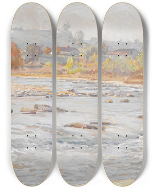 Triptych art skateboard deck of William J Forsyth Whitewater Rapids by William J Forsyth (1854-1935)