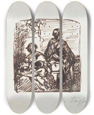 Triptych art skateboard deck of Nicaise De Keyser Torquato Tasso Dressed As A Shepard Visits His Sister Cornelia In Sorrento by Nicaise De Keyser (1813-1887) Triptych art skateboard deck of Nicaise De Keyser Torquato Tasso Dressed As A Shepard Visits His Sister Cornelia In Sorrento by Nicaise De Keyser (1813-1887)