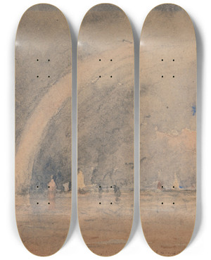 Triptych art skateboard deck of David Cox Morecambe Sands by David Cox (1783-1859)