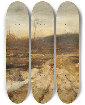 Triptych art skateboard deck of Thophile De Bock A Country Path by Thophile de Bock (1851-1904)