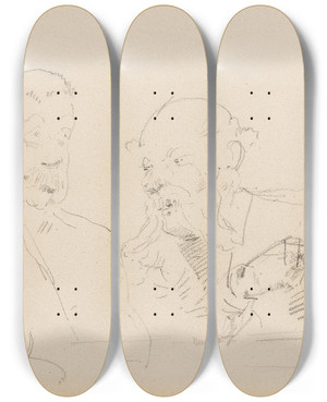 Triptych art skateboard deck of Henri De Toulouselautrec Table by Henri de Toulouse-Lautrec (1864-1901)