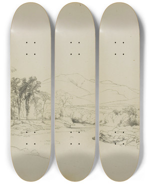 Triptych art skateboard deck of David Johnson July Mount Lafayette Nh by David Johnson (1827-1908)