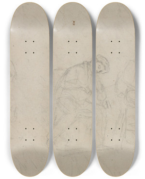Triptych art skateboard deck of William Sidney Mount Tuning_1 by William Sidney Mount (1807-1868)