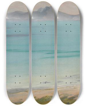 Triptych art skateboard deck of Sir John Lavery Evening The Bay Of Tunis by Sir John Lavery (1856-1941)