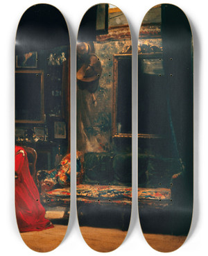 Triptych art skateboard deck of Sbastiencharles Giraud La Princesse Mathilde 18201904 Dans Son Atelier Rue De Courcelles by Sbastien-Charles Giraud (1819-1892)