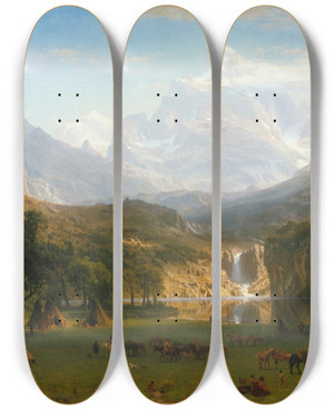 Triptych art skateboard deck of Albert Bierstadt The Rocky Mountains Landers Peak by Albert Bierstadt (1830-1902)