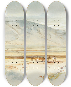 Triptych art skateboard deck of Edward Lear Plataea Greece by Edward Lear (1812-1888)