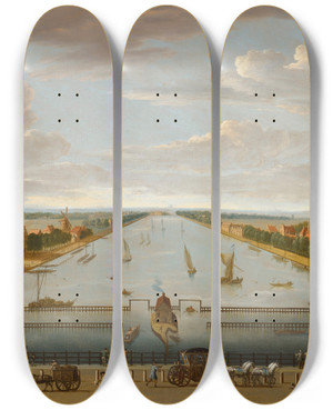 Triptych art skateboard deck of Dutch School The Amstel From The Hogesluis Facing South by Dutch School