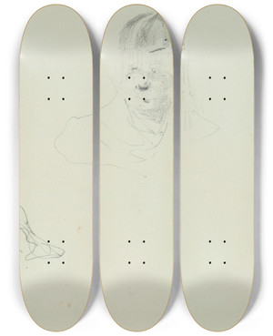 Triptych art skateboard deck of Henri De Toulouselautrec Croquis by Henri de Toulouse-Lautrec (1864-1901)