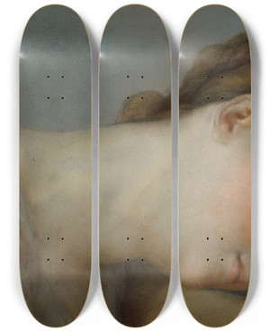 Triptych art skateboard deck of Vicente Lpez Portaa Womans Head by Vicente Lopez Portana (1772-1850)